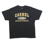 GILDAN Mens Black Carmel Scholar Athlete Graphic T-Shirt L Short Sleeve Crew