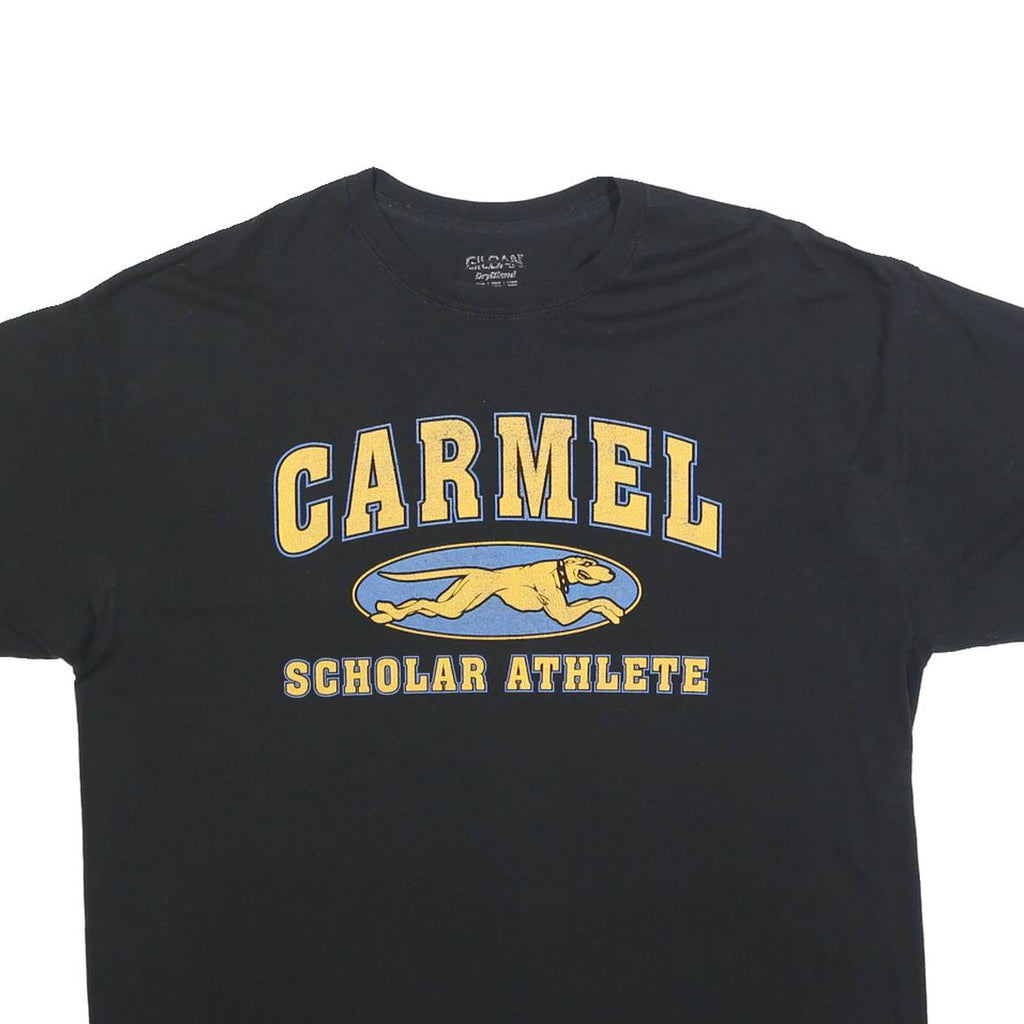 GILDAN Mens Black Carmel Scholar Athlete Graphic T-Shirt L Short Sleeve Crew