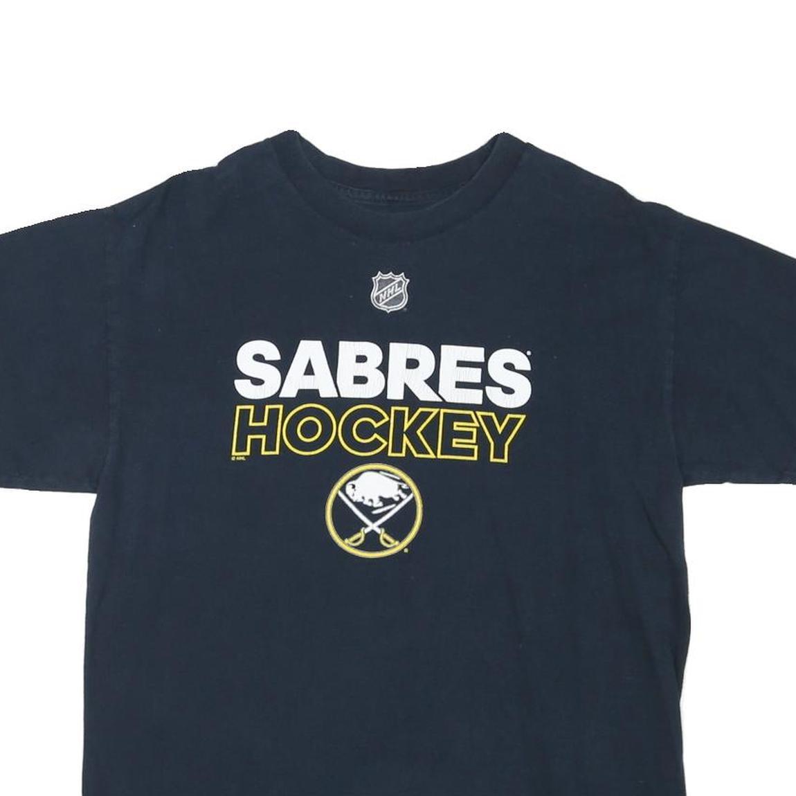 ADIDAS Mens Black Sabres Hockey Graphic T-Shirt M Short Sleeve Crew Neck