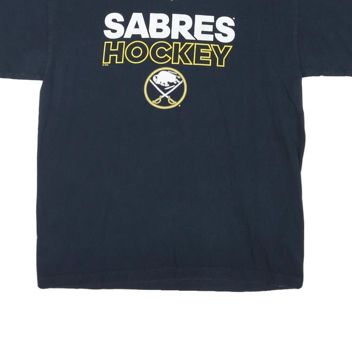 ADIDAS Mens Black Sabres Hockey Graphic T-Shirt M Short Sleeve Crew Neck