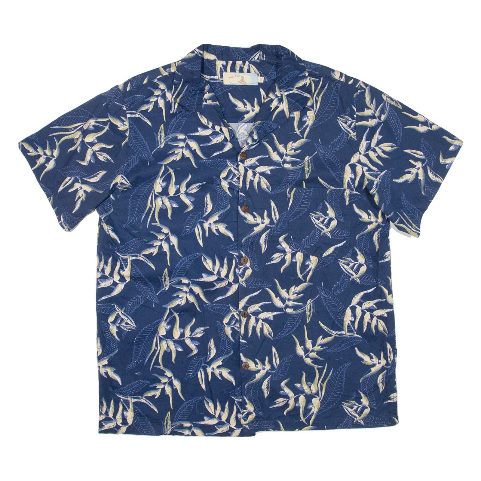 HIGH SURF Mens Hawaiian Shirt Blue Floral 2XL