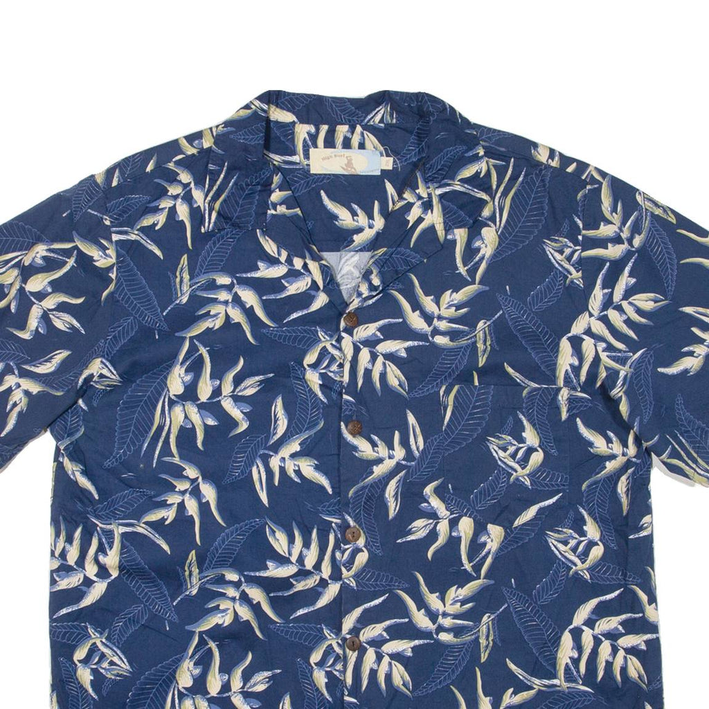 HIGH SURF Mens Hawaiian Shirt Blue Floral 2XL