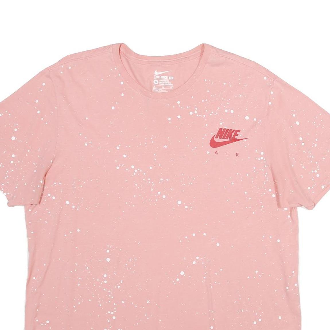 NIKE Womens Pink & White Graphic T-Shirt XL Short Sleeve Crew Neck