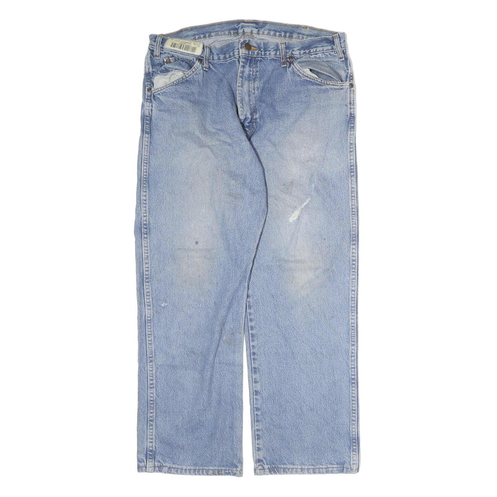 DICKIES Mens Regular Fit Blue Denim Jeans W35 L27 Classic Cotton Zip