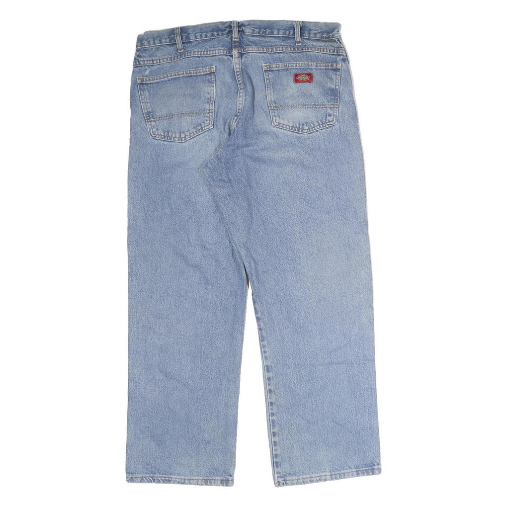 DICKIES Mens Regular Fit Blue Denim Jeans W35 L27 Classic Cotton Zip