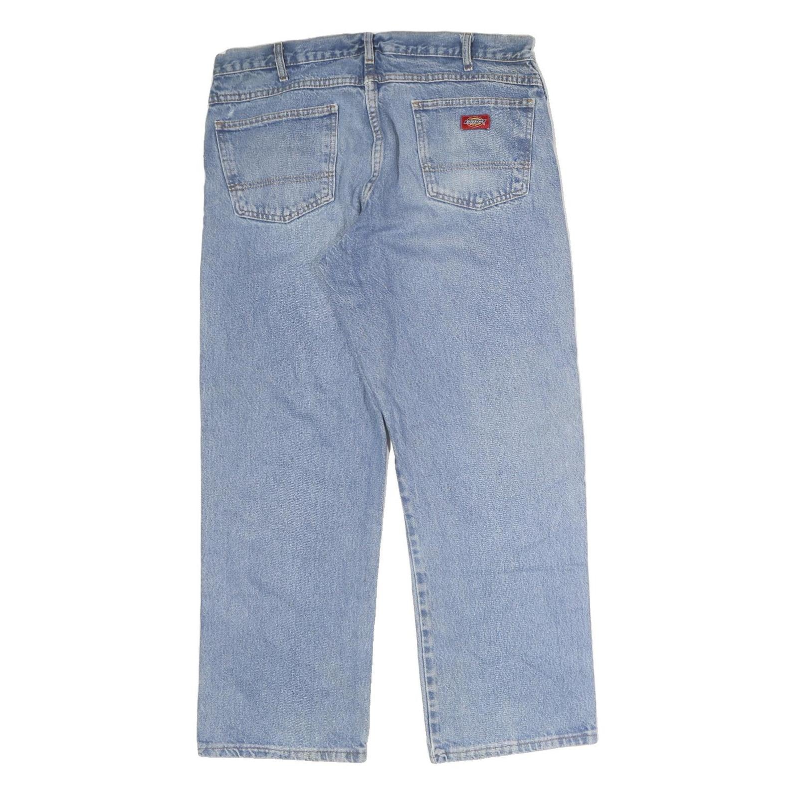 DICKIES Mens Regular Fit Blue Denim Jeans W35 L27 Classic Cotton Zip