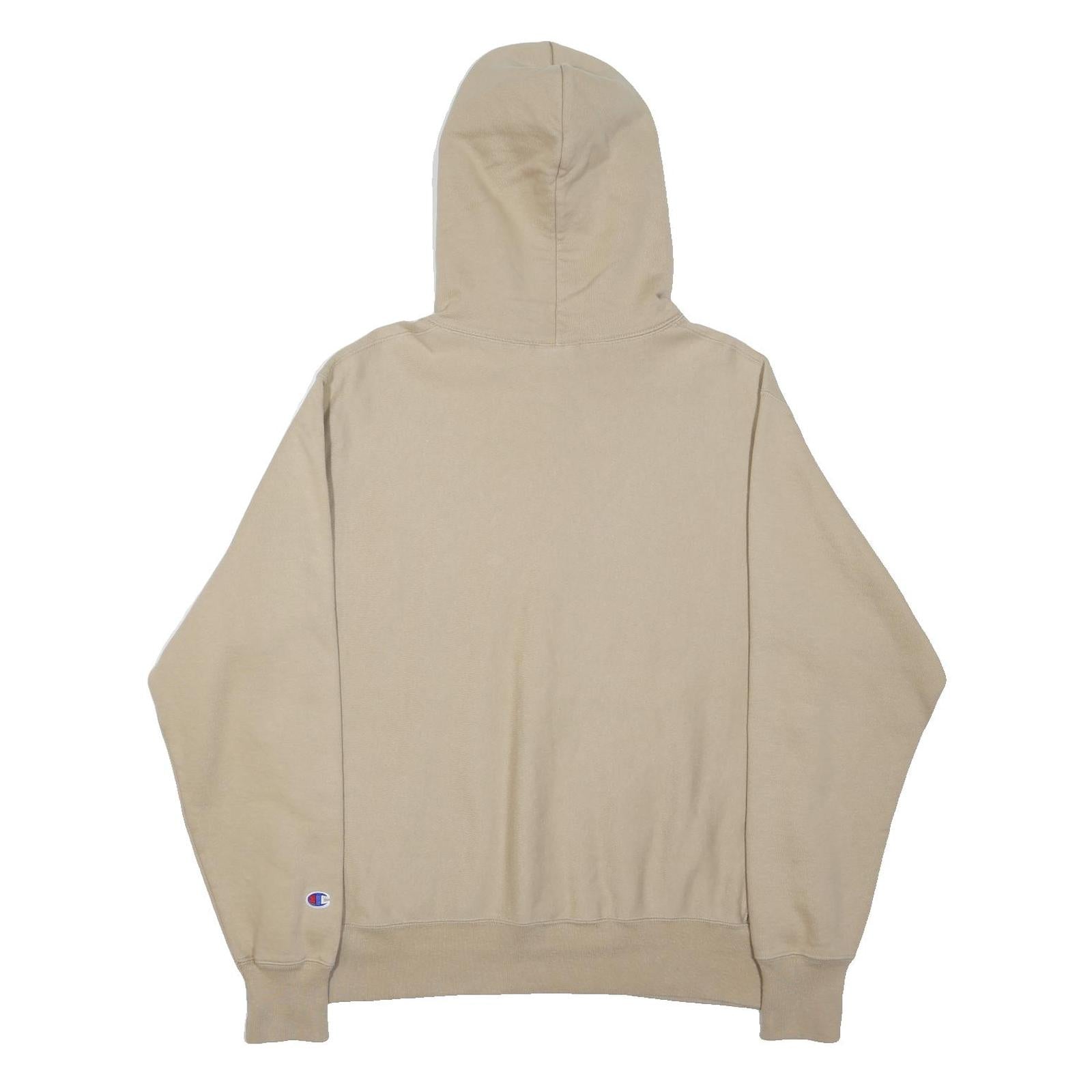 CHAMPION REVERSE WEAVE Mens Beige Pullover Hoodie M Cotton Blend Classic Style
