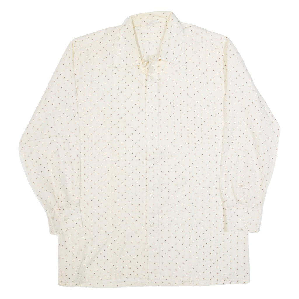 Mens Shirt Cream 90s Striped Long Sleeve M