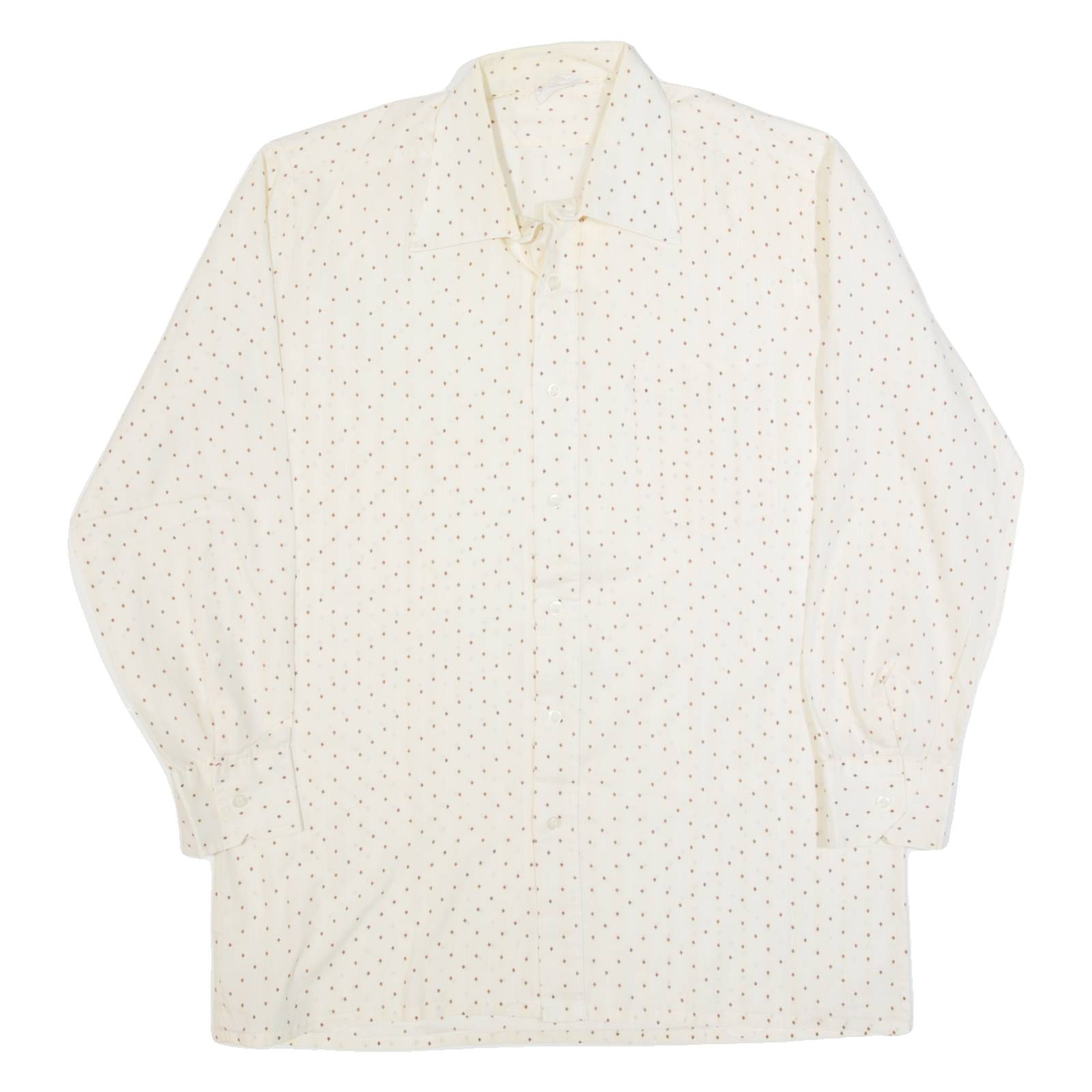 Mens Shirt Cream 90s Striped Long Sleeve M