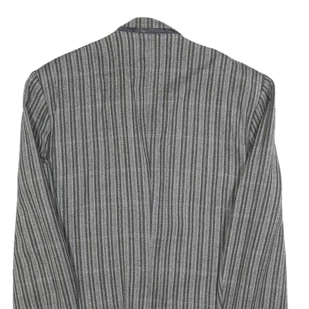 RITEX Mens Grey Wool Button Jacket L Herringbone Classic Formal Outerwear