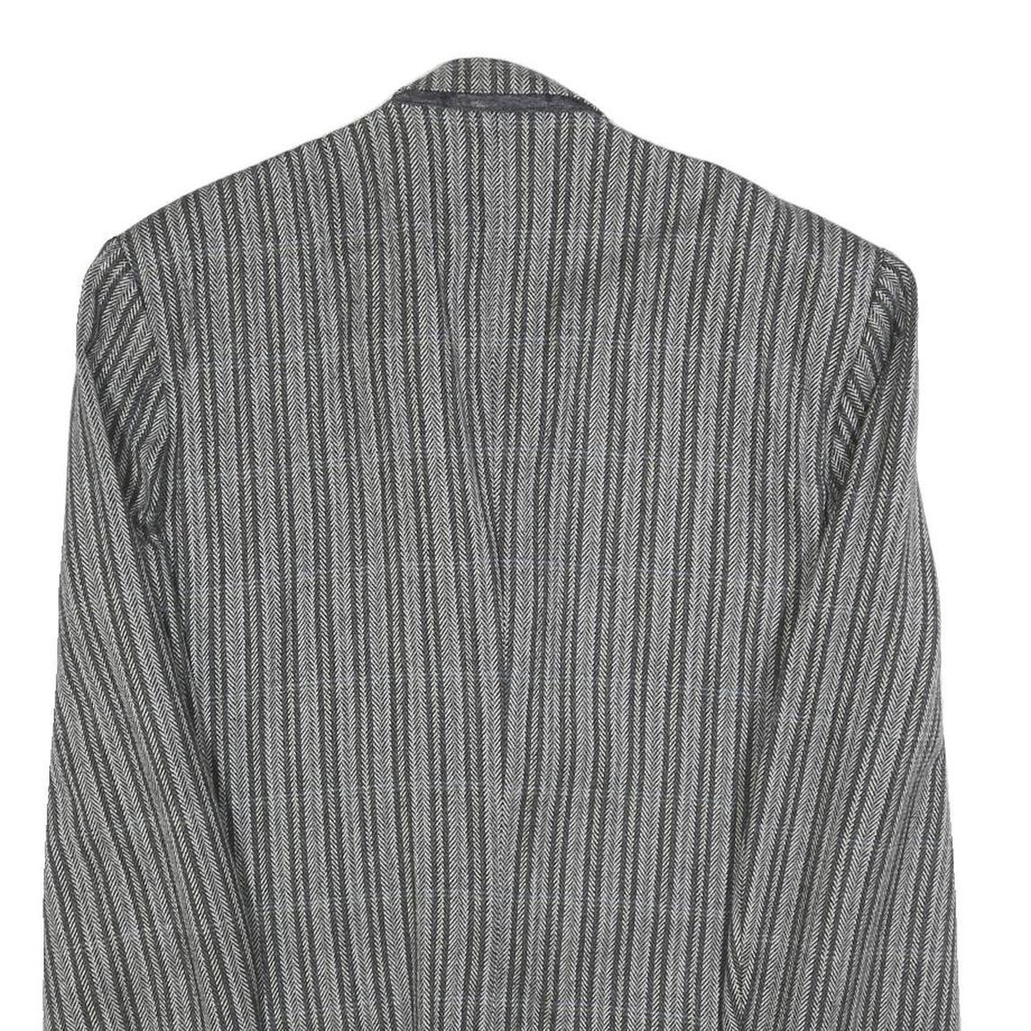 RITEX Mens Grey Wool Button Jacket L Herringbone Classic Formal Outerwear