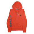 FILA Mens Red Full Zip Hoodie S Printed Logo Sleeve Sportswear