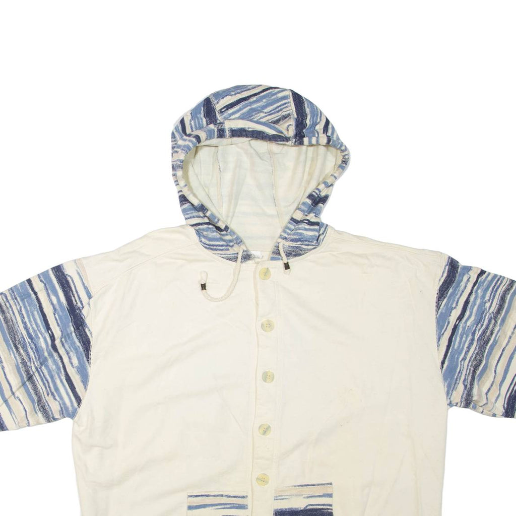 Short Sleeve Mens Jacket Cream Hooded Crazy Pattern L
