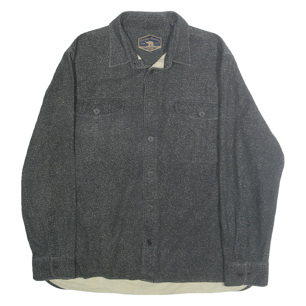 FREEDOM FOUNDRY Mens Grey & White Cotton Shirt XL Casual Button Shirt