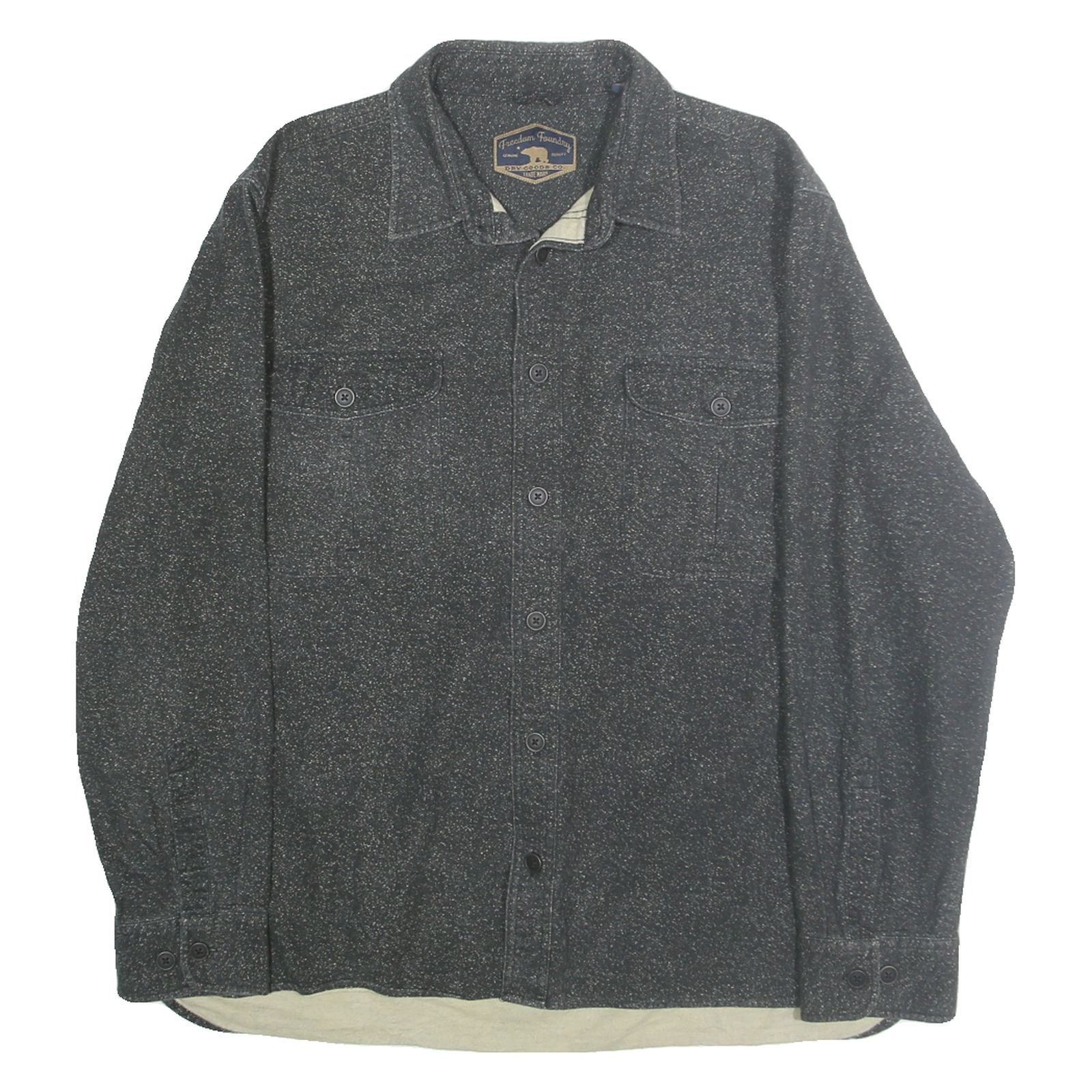 FREEDOM FOUNDRY Mens Grey & White Cotton Shirt XL Casual Button Shirt