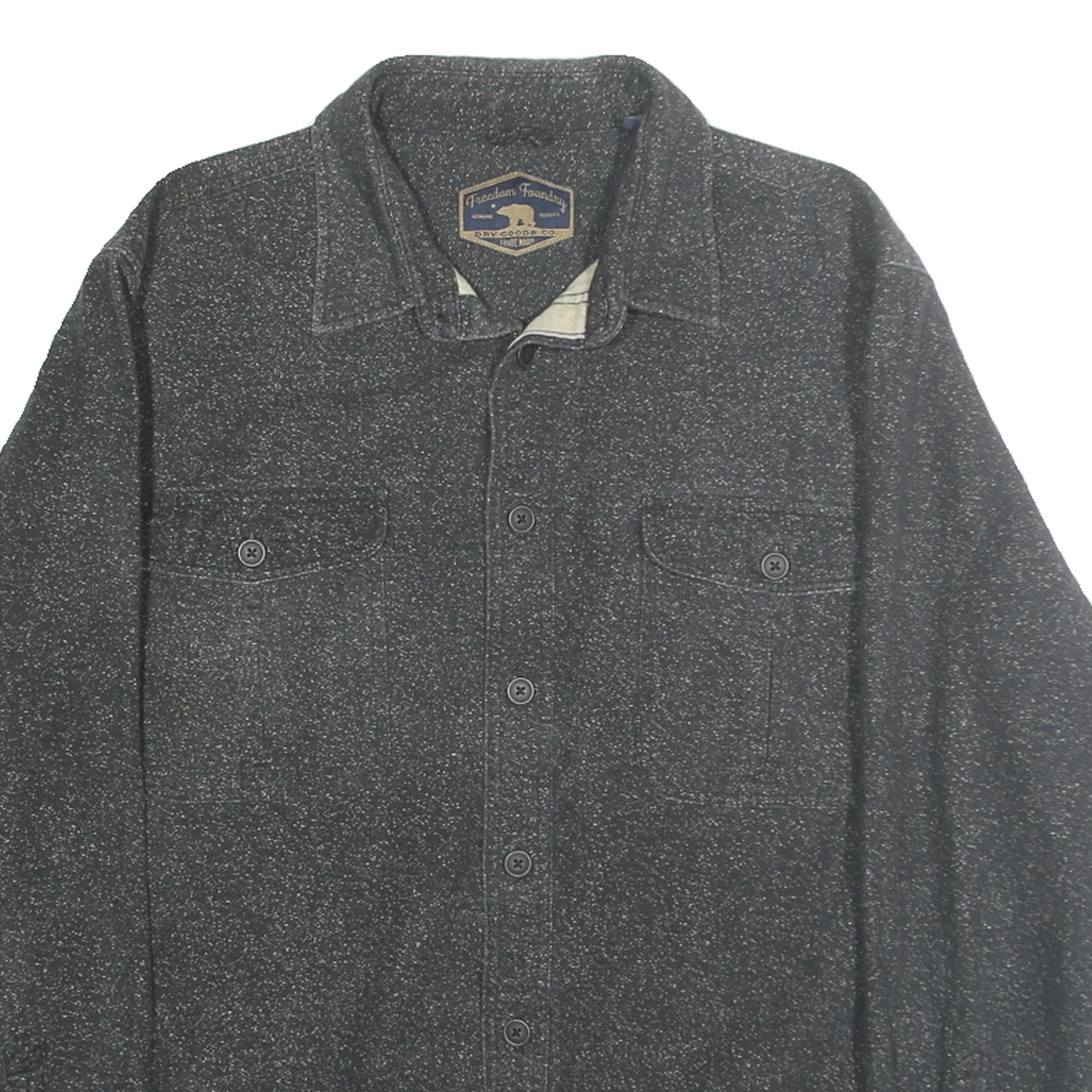 FREEDOM FOUNDRY Mens Grey & White Cotton Shirt XL Casual Button Shirt