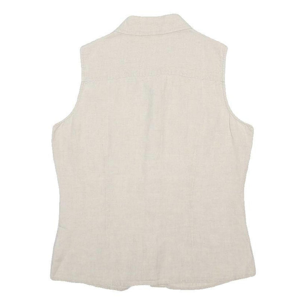 TOMMY HILFIGER Womens Beige Sleeveless Shirt Cotton Blend S Casual Summer Top