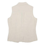 TOMMY HILFIGER Womens Beige Sleeveless Shirt Cotton Blend S Casual Summer Top