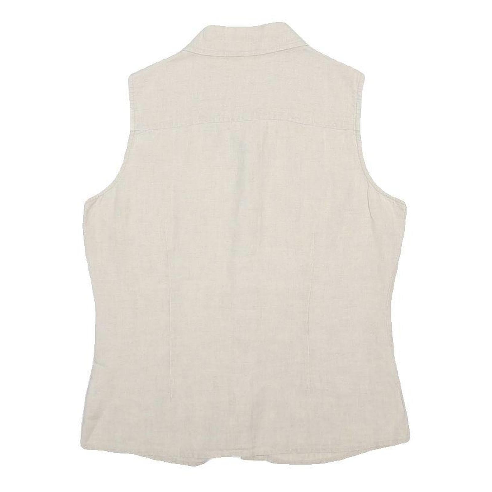 TOMMY HILFIGER Womens Beige Sleeveless Shirt Cotton Blend S Casual Summer Top