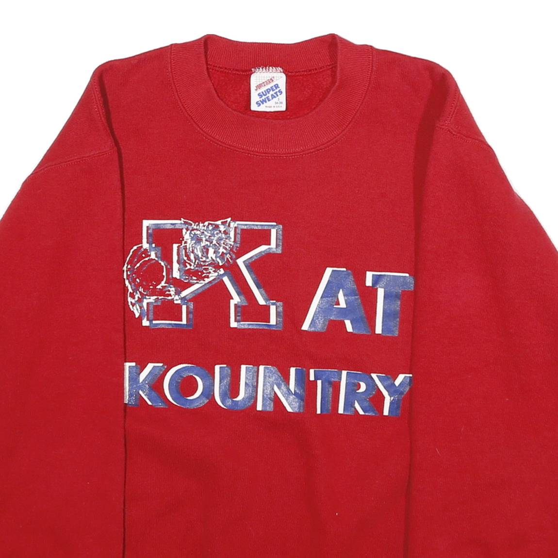 JERZEES Mens Red K At Kountry Crew Neck S Cotton Blend Pullover Sweatshirt