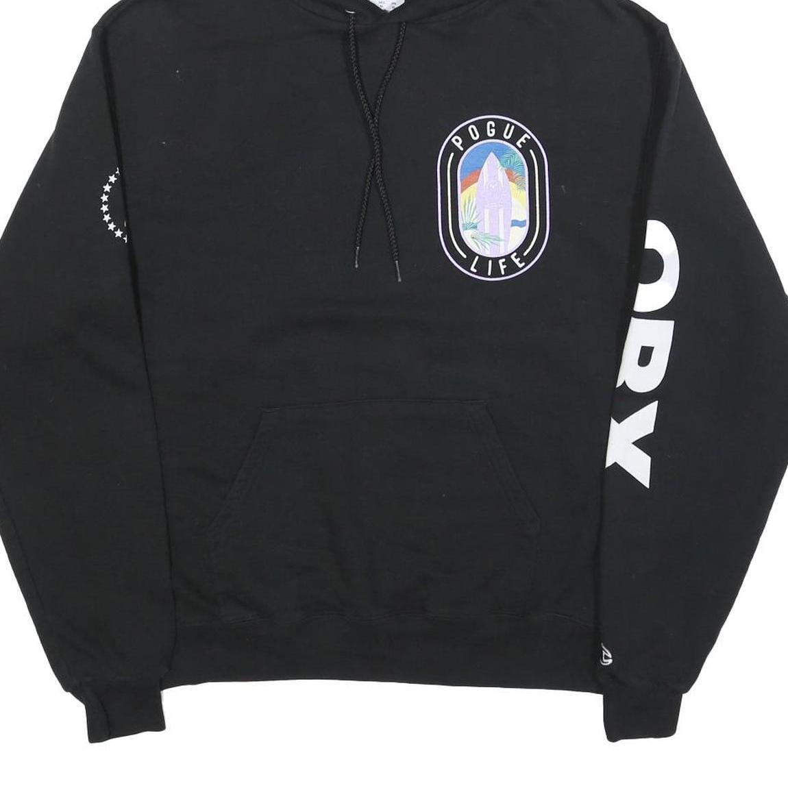 CHAMPION Mens Black Pogue Life Pullover Hoodie M Casual Streetwear