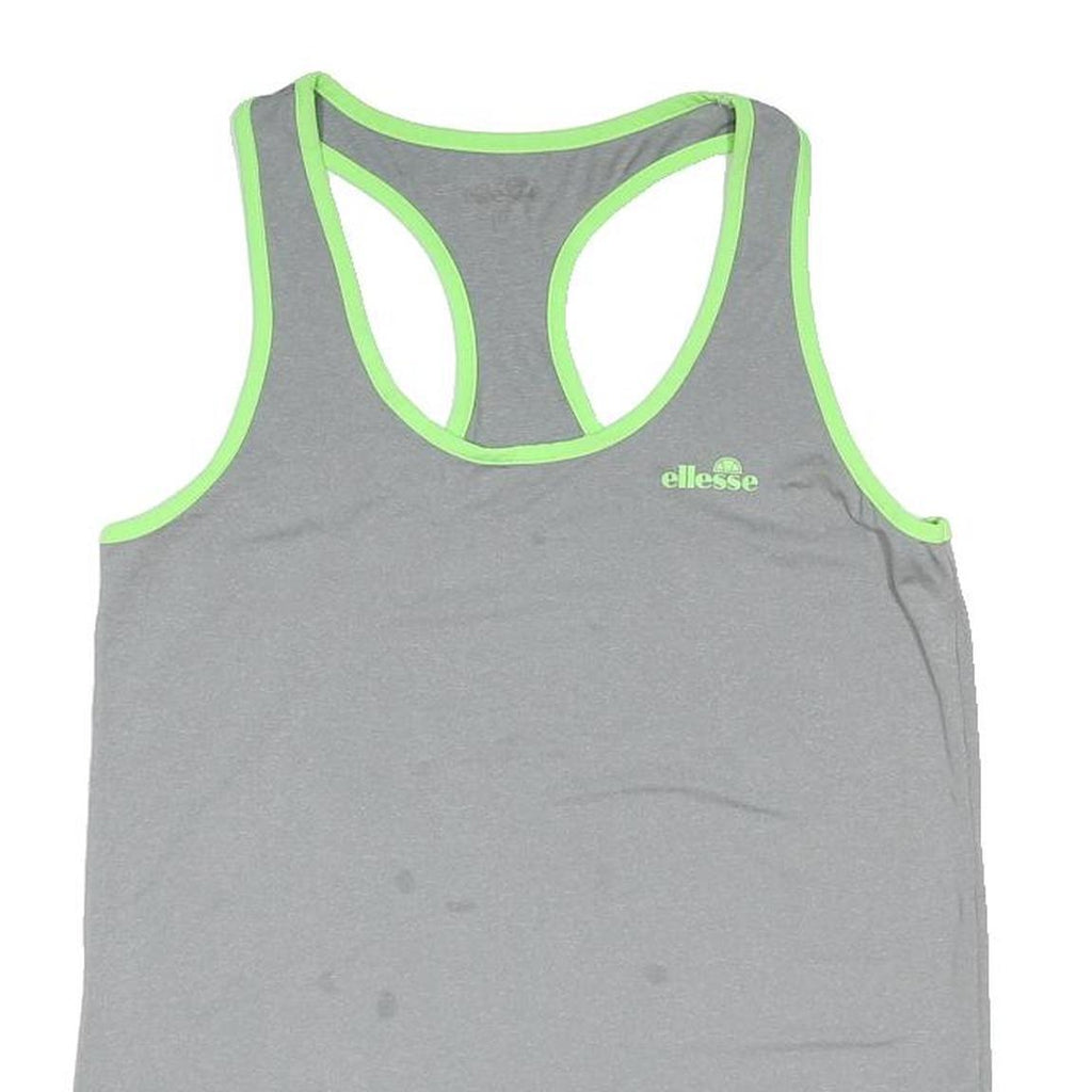 ELLESSE Womens Grey & Lime Racerback Vest UK 14 Polyester Blend Athletic Fit