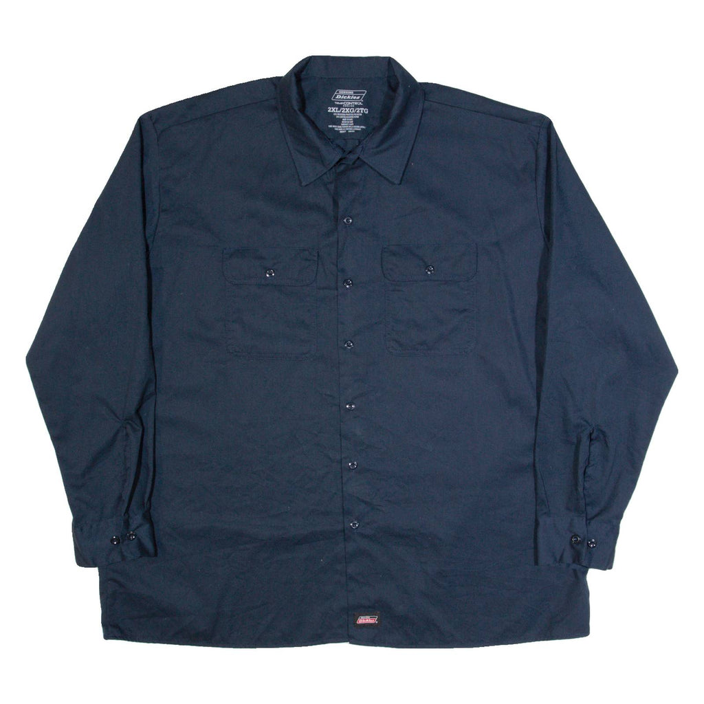 DICKIES Mens Worker Shirt Blue Long Sleeve 2XL
