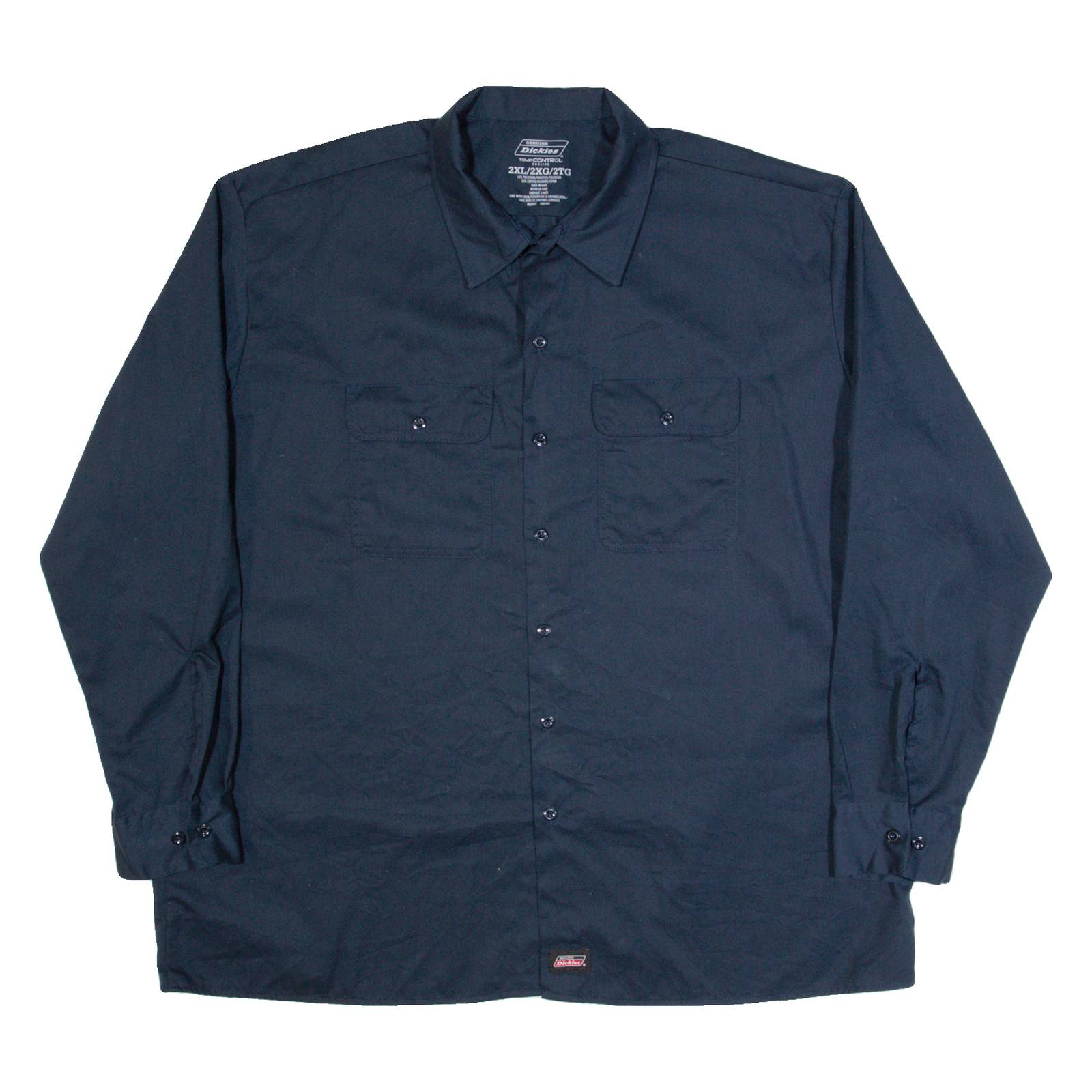 DICKIES Mens Worker Shirt Blue Long Sleeve 2XL