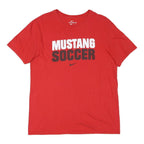 NIKE Mens Red Mustang Soccer Graphic T-Shirt L Short Sleeve Crew Neck