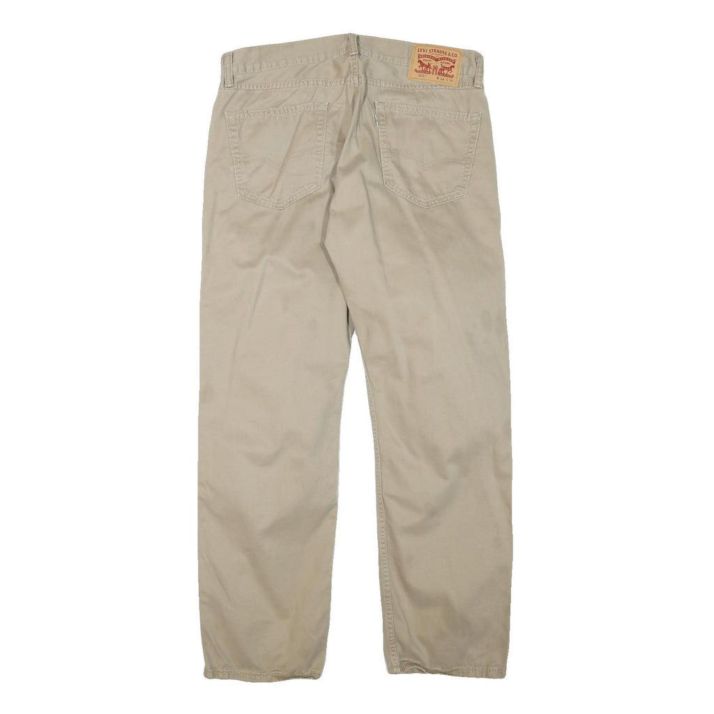 LEVI'S Mens Regular Beige Cotton Blend Zip Trousers W33 L29 Casual Classic Fit
