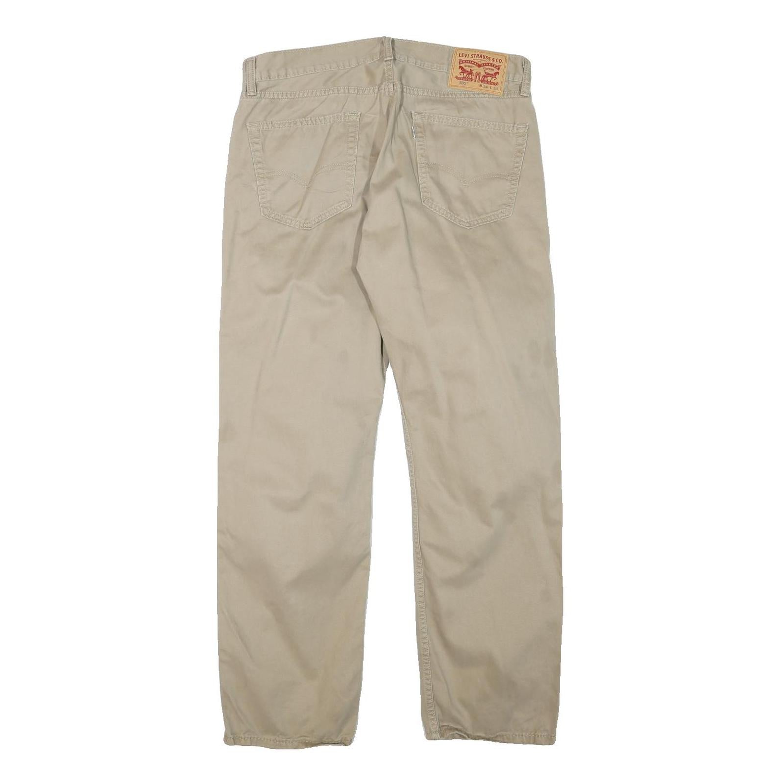 LEVI'S Mens Regular Beige Cotton Blend Zip Trousers W33 L29 Casual Classic Fit