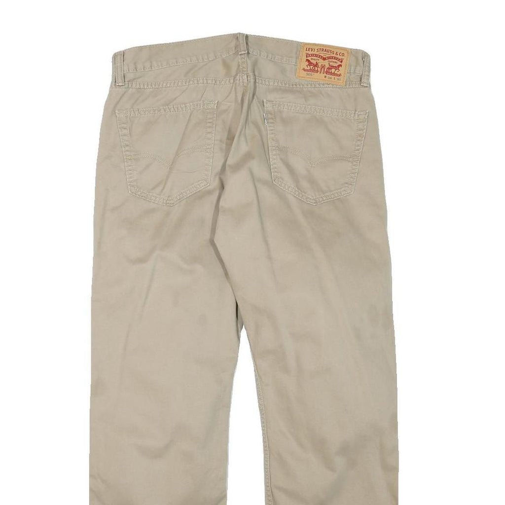 LEVI'S Mens Regular Beige Cotton Blend Zip Trousers W33 L29 Casual Classic Fit