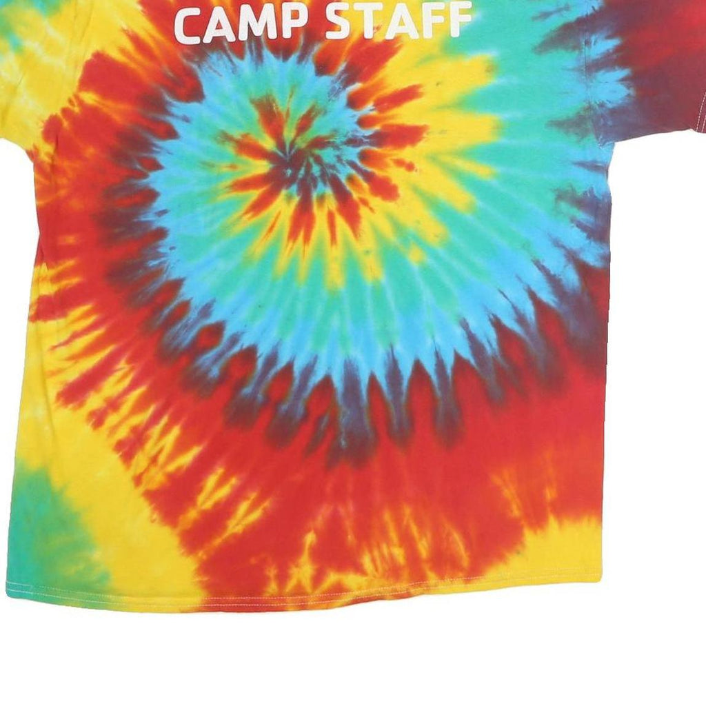 GILDAN Mens Multicolour Tie Dye YMCA Camp Staff Graphic T-Shirt XL Short Sleeve