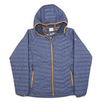 COLUMBIA Womens Blue & Tan Quilted Hooded Jacket XL Polyester Blend Zip Outdoor