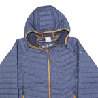 COLUMBIA Womens Blue & Tan Quilted Hooded Jacket XL Polyester Blend Zip Outdoor
