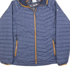 COLUMBIA Womens Blue & Tan Quilted Hooded Jacket XL Polyester Blend Zip Outdoor