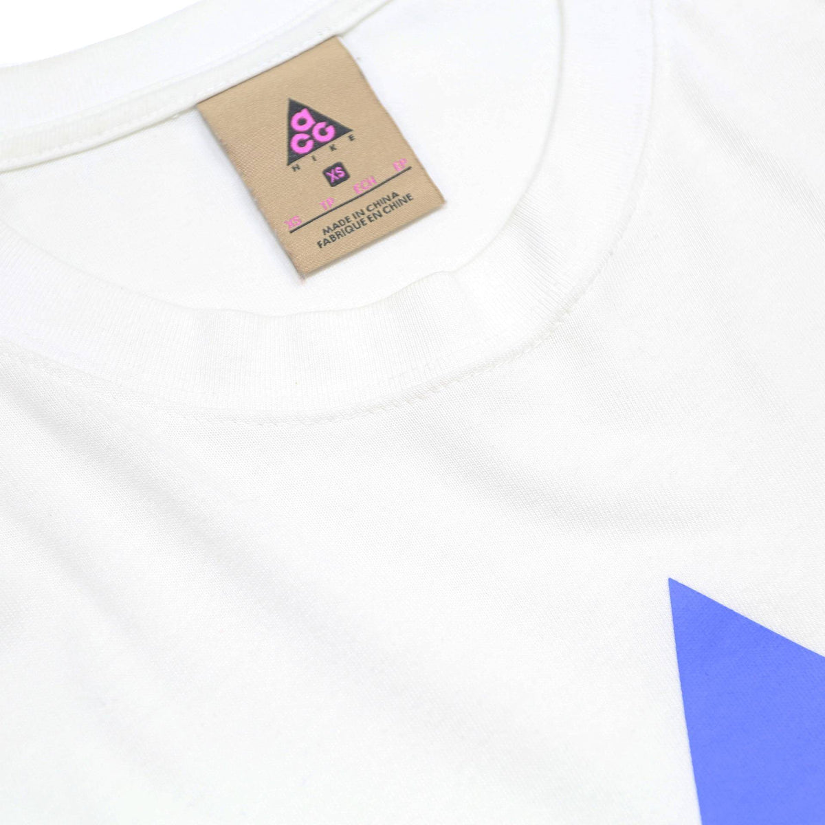 NIKE ACG Mens White Blue Logo Long Sleeve Crew Neck T-Shirt XS Cotton
