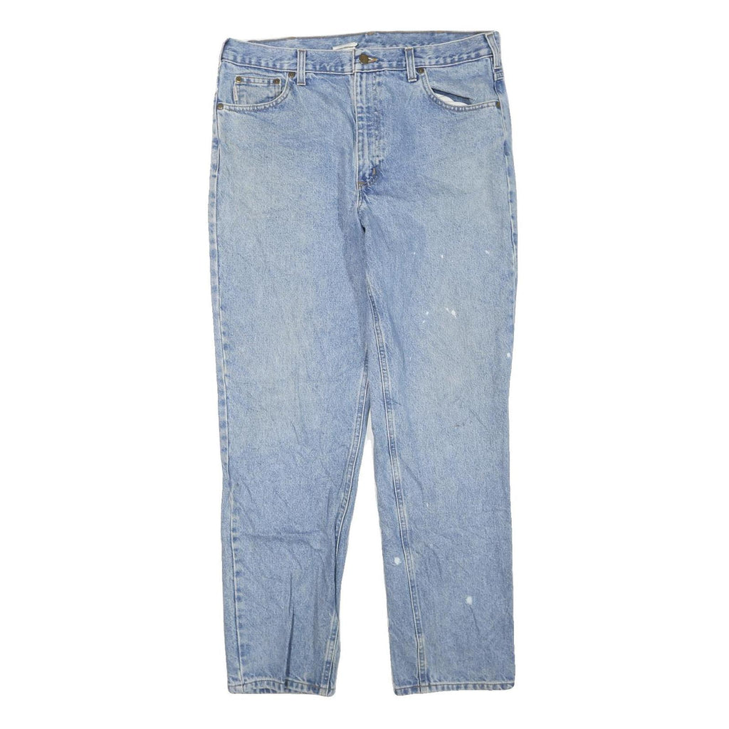 CARHARTT Mens Cotton Blend Regular Light Blue Denim Jeans W38 L32 Workwear Zip
