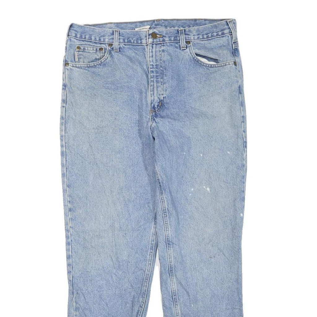 CARHARTT Mens Cotton Blend Regular Light Blue Denim Jeans W38 L32 Workwear Zip