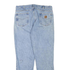 CARHARTT Mens Cotton Blend Regular Light Blue Denim Jeans W38 L32 Workwear Zip