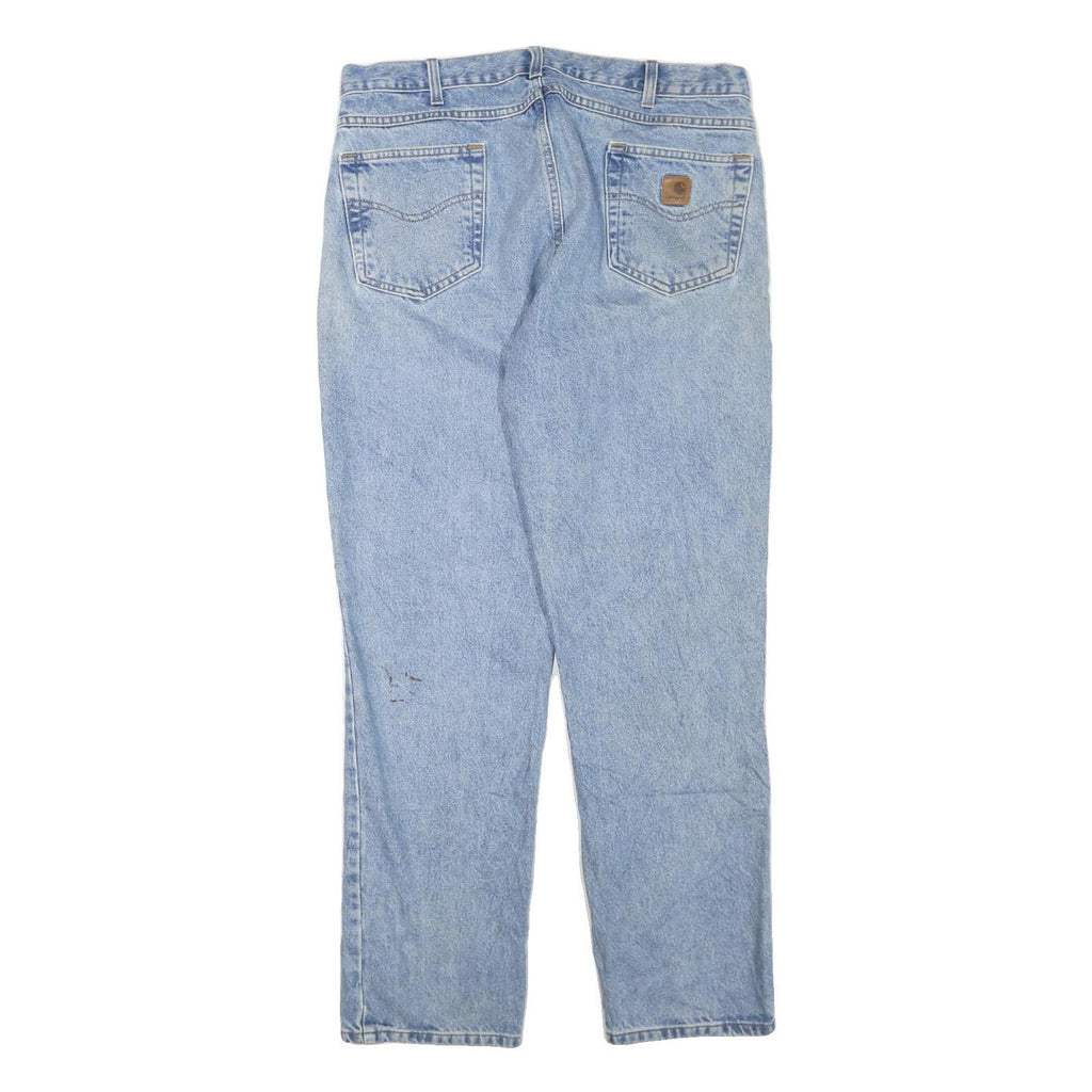 CARHARTT Mens Cotton Blend Regular Light Blue Denim Jeans W38 L32 Workwear Zip