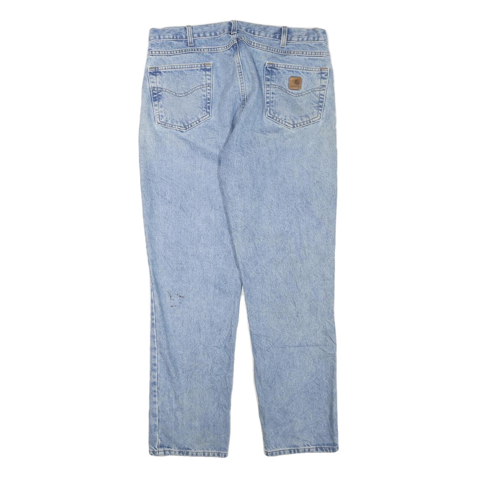 CARHARTT Mens Cotton Blend Regular Light Blue Denim Jeans W38 L32 Workwear Zip