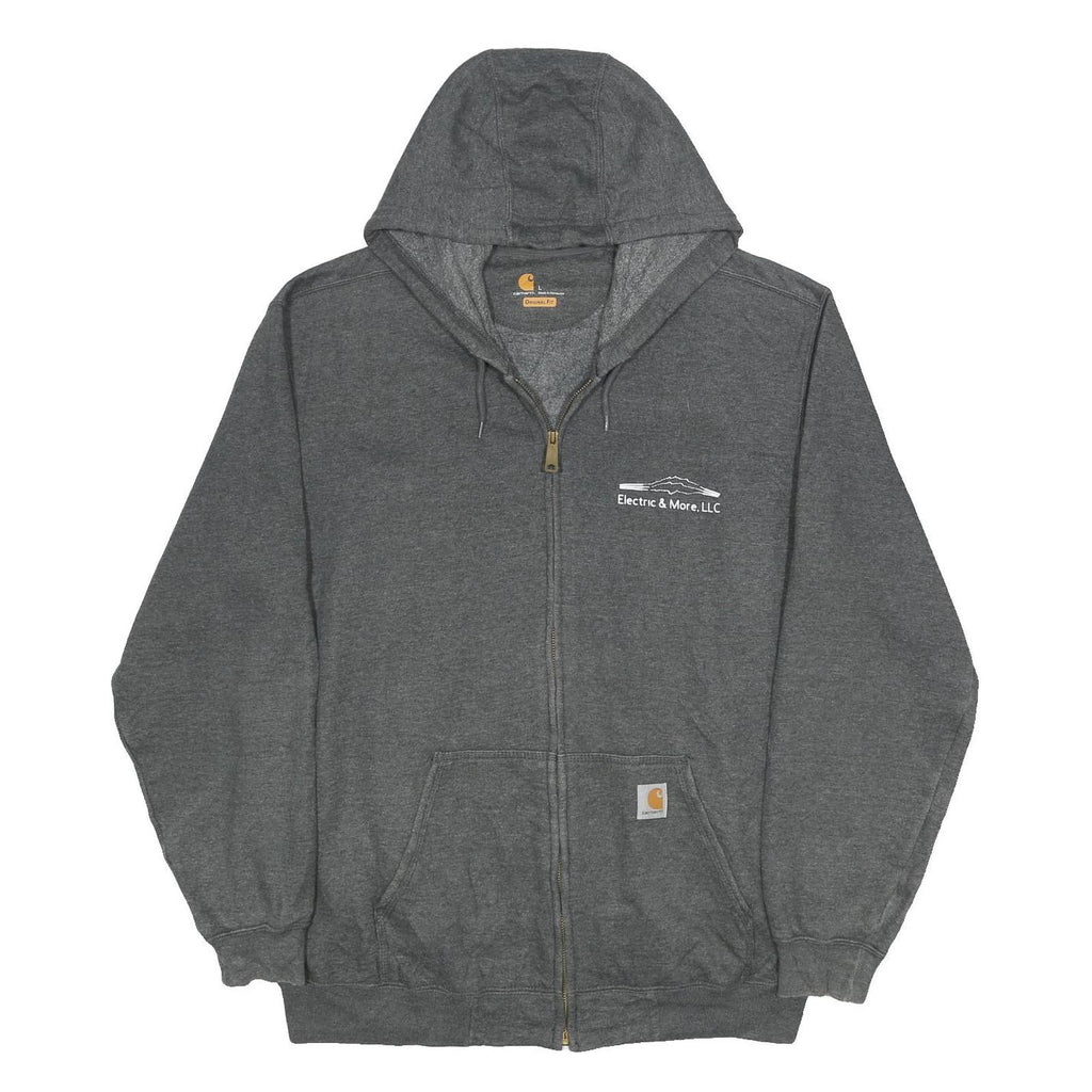 CARHARTT Mens Grey Electric & More LLC Full Zip Hoodie L Workwear Comfortable
