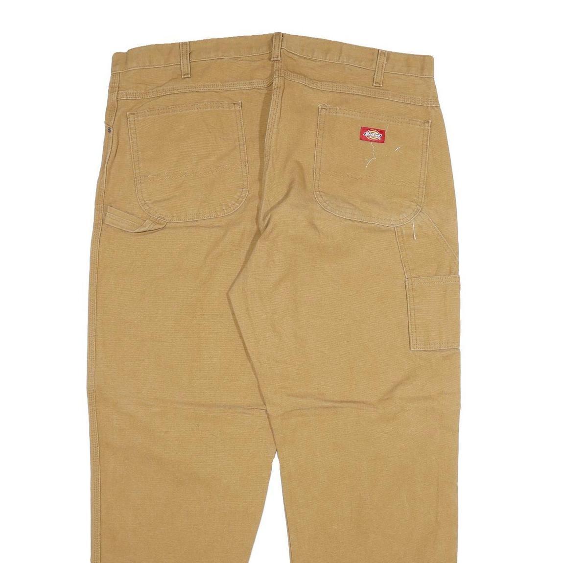 DICKIES Mens Jeans Beige Regular Straight Cotton W40 L32 Workwear Pants Zip