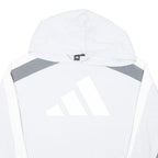 ADIDAS Womens White & Grey Hoodie UK 14 Cotton Blend Casual Pullover