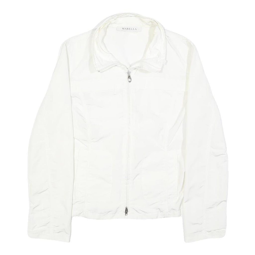 MARELLA Womens White Jacket UK 10 Polyamide Blend Zip Classic Plain Lightweight