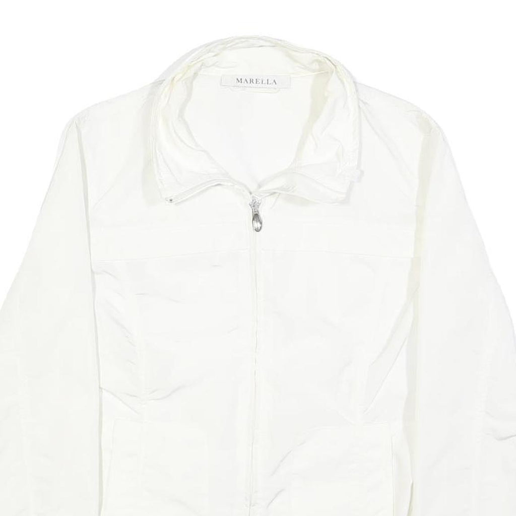MARELLA Womens White Jacket UK 10 Polyamide Blend Zip Classic Plain Lightweight
