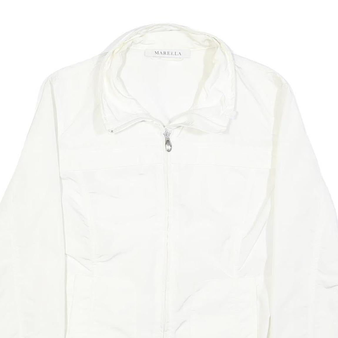 MARELLA Womens White Jacket UK 10 Polyamide Blend Zip Classic Plain Lightweight