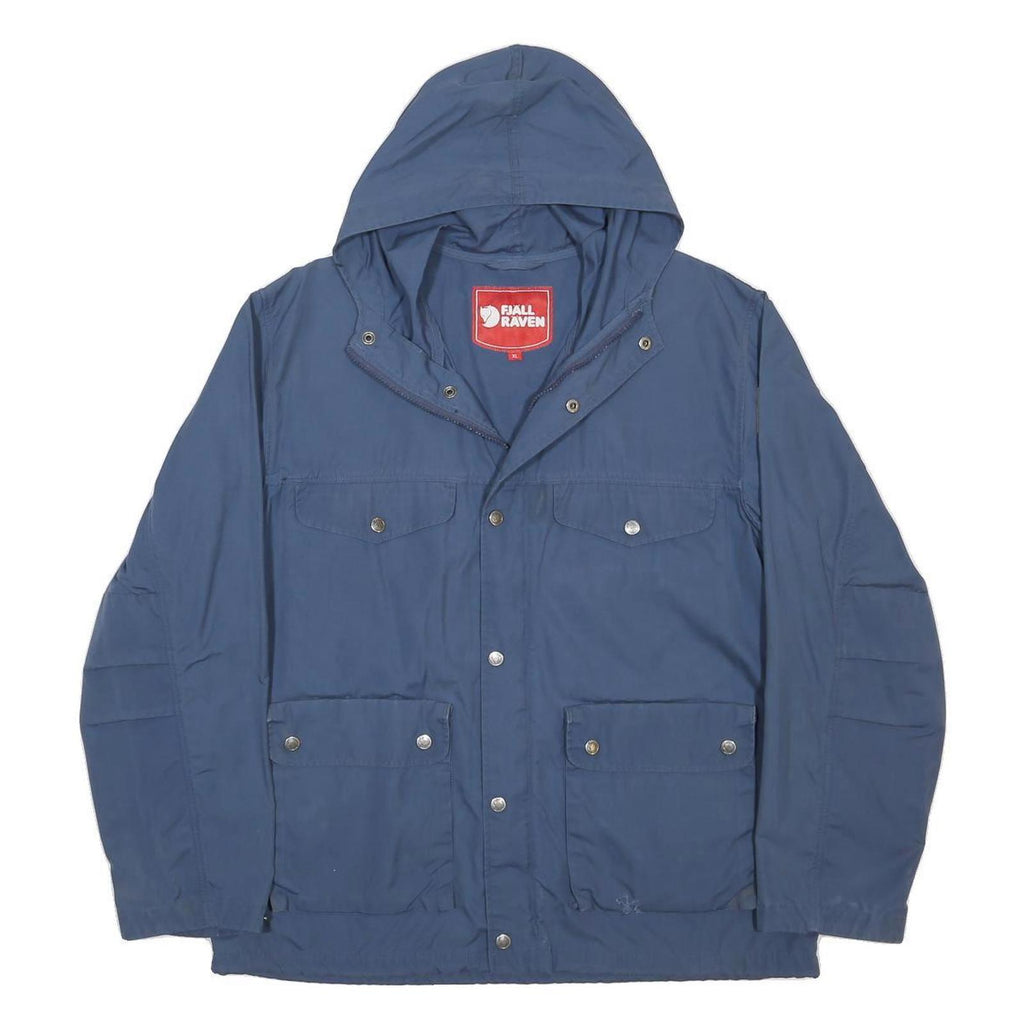 FJALLRAVEN Womens Blue Outdoor Jacket XL Polyester Blend Zip Hooded Plain