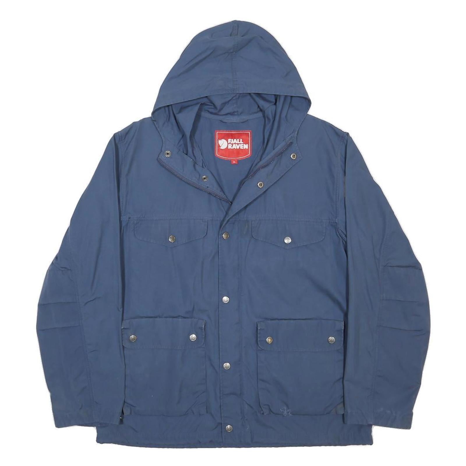 FJALLRAVEN Womens Blue Outdoor Jacket XL Polyester Blend Zip Hooded Plain